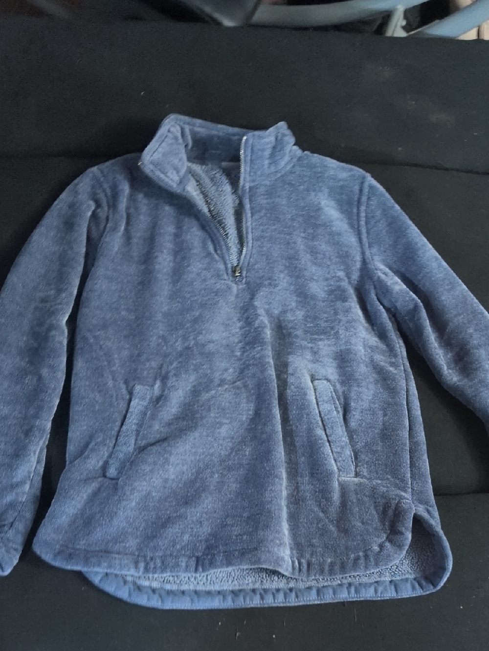 Men's Blue Plush Half-Zip Sweater